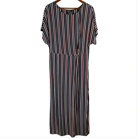 MICHEL STUDIO COLLECTION Navy Stripe Maxi Dress Twist Gathered Waist Coastal X - Picture 10 of 10